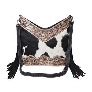 Black Leather Cross Body Bag Purse Sling Bag With Zier Natural :3